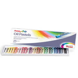 Pastelli a olio - lunghezza 60 mm - colori assortiti - Pentel - astuccio 25 pezzi