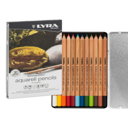 Pastelli Aquarell Rembrandt - 3,7 mm - colori assortiti - Lyra - astuccio metallo 12 pezzi