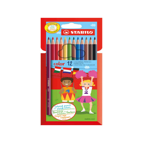 Pastelli colorati Stabilo Color - diametro mina 2,5 mm - colori assortiti - Stabilo - astuccio 12 pezzi
