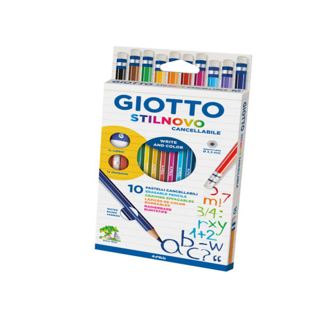 Pastelli colorati Stilnovo - diametro mina 3,3 mm - cancellabile con gomma - colori assortiti - Giotto - astuccio 10 pezzi