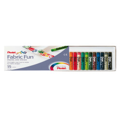 Pastelli per tessuto Fabric Fun - 15 colori assortiti - Pentel - astuccio 15 pastelli