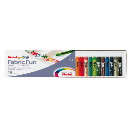 Pastelli per tessuto Fabric Fun - 15 colori assortiti - Pentel - astuccio 15 pastelli