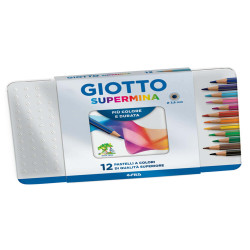 Pastello Supermina - mina 3,8 mm - colori assortiti - Giotto - astuccio in metallo 12 pezzi