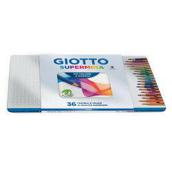 Pastello Supermina - mina 3,8 mm - colori assortiti - Giotto - astuccio in metallo 36 pezzi