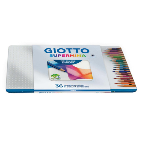 Pastello Supermina - mina 3,8 mm - colori assortiti - Giotto - astuccio in metallo 36 pezzi