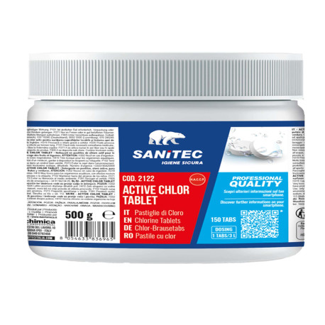 Pastiglie cloro Active Chlor - 500 gr - Sanitec - conf. 150 pezzi