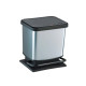 Pattumiera a pedale Paso - 29x27x46 cm - 20 L - PPL metallizzato - nero/argento - Rotho