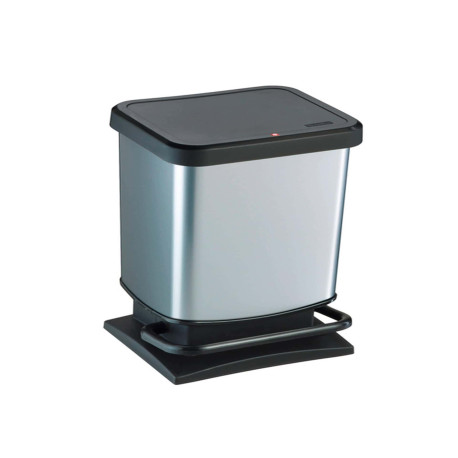 Pattumiera a pedale Paso - 29x27x46 cm - 20 L - PPL metallizzato - nero/argento - Rotho