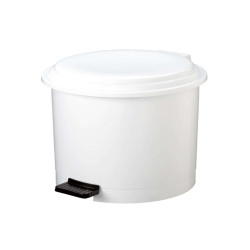 Pattumiera a pedale Ruf - PP - 12 L - diametro 27 cm - altezza 34 cm - bianco - Medial