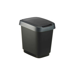 Pattumiera con coperchio basculante - 25 L - 33,3 x 25,2 x 47,6 cm - PPL - nero/grigio - Rotho