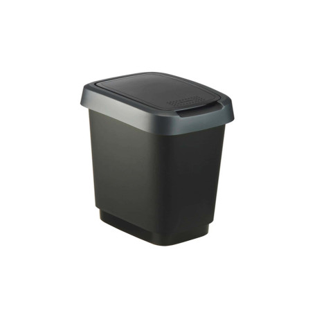 Pattumiera con coperchio basculante - 25 L - 33,3 x 25,2 x 47,6 cm - PPL - nero/grigio - Rotho