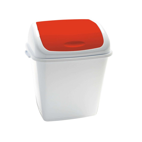 Pattumiera con coperchio basculante Rif - 44x33x68 cm - 50 L - bianco/rosso - Medial