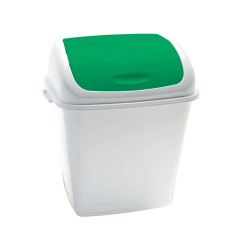 Pattumiera con coperchio basculante Rif - 44x33x68 cm - 50 L - bianco/verde - Medial