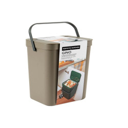 Pattumiera Gino - per rifiuti organici - 24 x 19 x 35,5 cm - 12 lt - marrone - Perfetto