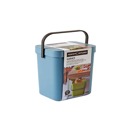 Pattumiera Gino - per rifiuti organici - 5 L - azzurro - Perfetto