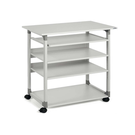 Pc Workstation System 75 VH - con ruote - 5 ripiani - 75 x 53,4 x 95/125 cm - grigio - Durable