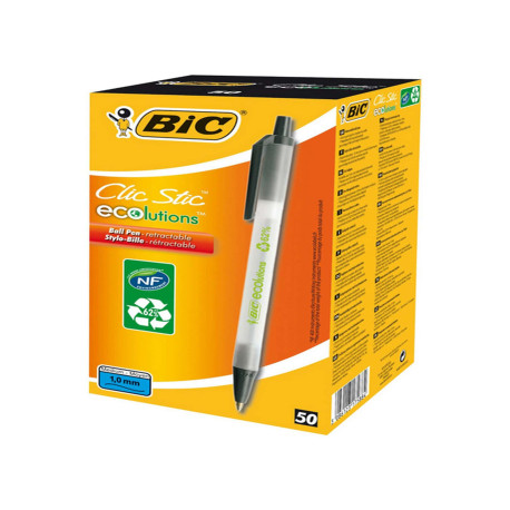Penna a sfera a scatto ECOlutions - punta 1,0mm  - nero - punta 1,0mm - Bic - conf. 50 pezzi