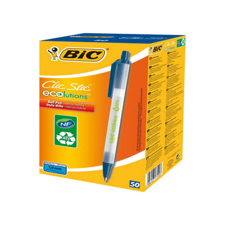 Penna a sfera a scatto ECOlutions - punta 1,0mm - blu - Bic - conf. 50 pezzi