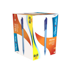 Penna a sfera a scatto Inkjoy 100 RT - punta 1,0mm - blu - Papermate - conf. 80+20 pezzi
