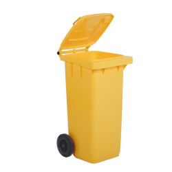 Bidone carrellato per raccolta differenziata - 240 L -  giallo - Mobil Plastic