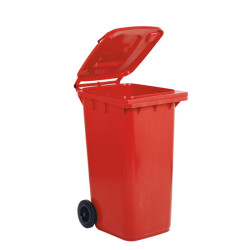 Bidone carrellato per raccolta differenziata - 240 L - rosso - Mobil Plastic