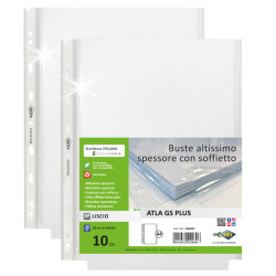 Buste forate ATLA GS plus - 22 x 30 cm - PP - c/soffietto - trasparente liscia - Sei Rota - conf. 10 pezzi