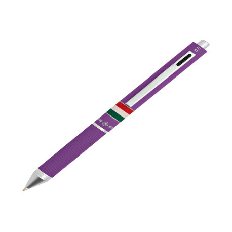 Penna a sfera a scatto multifunzione - fusto viola gommato Italia - Osama