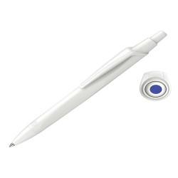 Penna a sfera a scatto Reco - punta media - fusto bianco / inchiostro blu - Schneider