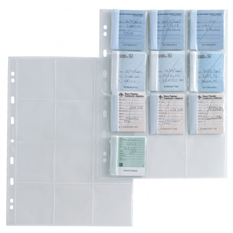 Buste forate Atla MA - 21 x 29,7 cm - PP - porta matrici assegni - 12 spazi 65 x 72mm  -  liscio - Sei Rota - conf. 10 pezzi