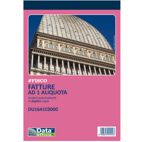 Blocco fatture ad 1 aliquota - 50/2 autoricalcante - 14,8 x 21 cm - DU1641C0000 - Data Ufficio