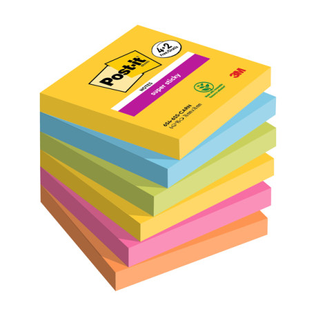 Blocco foglietti Post-it Super Sticky Carnival - 76 x 76 mm - 90 fogli - Post-it - conf. 6 blocchi