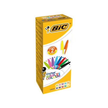 Penna a sfera Cristal Multicolor - punta 1,6mm - 10 colori assortiti  - Bic - conf. 20 pezzi