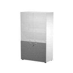 Armadio alto con ante superiori in vetro Essence - con serratura - 90 x 45 x 200 cm - bianco/antracite