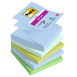 Blocco Post-it Super Sticky Z Notes - R330-5SS-OAS - 76 x 76 mm - colori Oasis - 90 fogli - Post-it - conf. 5 pezzi