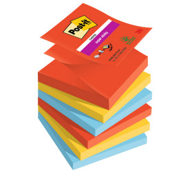 Blocco Post-it Super Sticky Z Notes - R330-6SS-PLAY - 76 x 76 mm - colori Playful - 90 fogli - Post-it - conf. 6 pezzi
