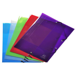 Cartella 3 lembi con elastico angolare Crystal Colours - A4 - PP - colori assortiti - Exacompta