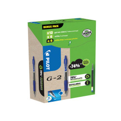 Penna roller gel scatto G-2 - punta 0,7 mm - 12 refill inclusi - blu - Pilot - conf. 12 pezzi