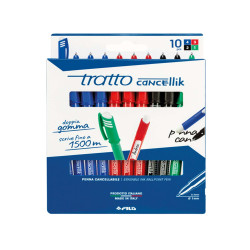 Penna sfera Cancellik- cancellabile - punta 1,0mm - 10 colori assortiti  - Tratto - astuccio 10 pezzi