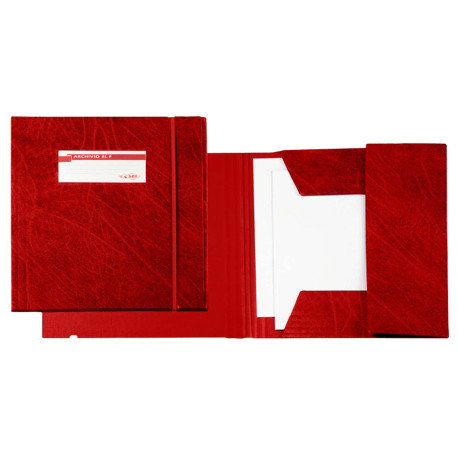 Cartella 3 lembi con elastico F - 25 x 35 cm - dorso 3 cm - Colpan - rosso - Sei Rota