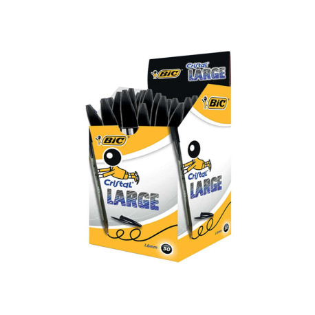 Penna sfera Cristal Large - punta 1,6 mm - nero - Bic - conf. 50 pezzi