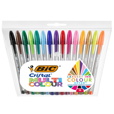 Penna sfera Cristal multicolor - punta 1,6 mm - colori assortiti - Bic - conf. 15 pezzi