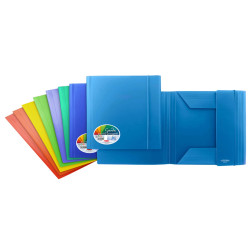 Cartella 3 lembi con elastico Garda - 25,7 x 34,5 cm - dorso piatto - PP - colori assortiti - Plastibor