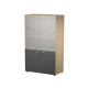 Armadio alto con ante superiori in vetro Essence - con serratura - 90 x 45 x 200 cm - rovere/antracite