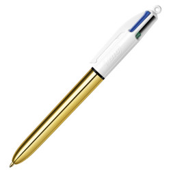 Penna a sfera scatto multifunzione 4 Colours Shine - punta 1,0 mm - fusto oro - Bic – conf. 12 pezzi