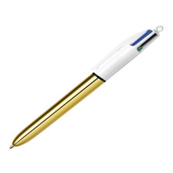 Penna sfera scatto multifunzione 4 Colors Shine - punta 1,0 mm - fusto oro - Bic – conf. 12 pezzi