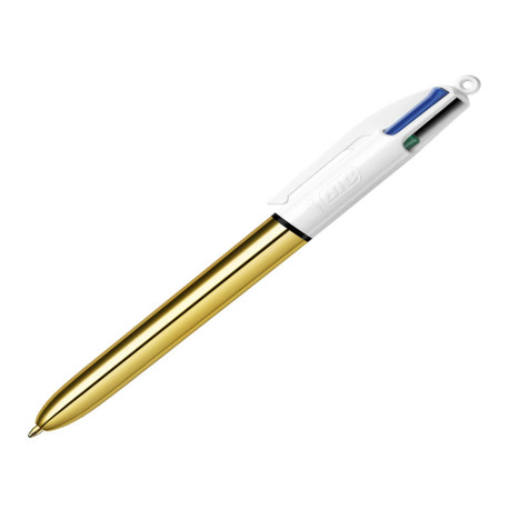 Penna sfera scatto multifunzione 4 Colors Shine - punta 1,0 mm - fusto oro - Bic – conf. 12 pezzi