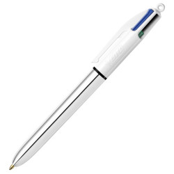 Penna a sfera scatto multifunzione 4 Colours Shine - punta 1,0 mm - fusto silver - Bic - conf. 12 pezzi