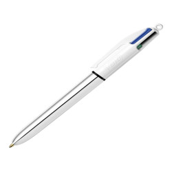 Penna sfera scatto multifunzione 4 Colors Shine - punta 1,0 mm - fusto silver - Bic - conf. 12 pezzi