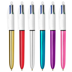 Penna a sfera scatto multifunzione 4 Colours Shine - punta 1,0 mm - fusto colori assortiti - Bic - conf. 12 pezzi