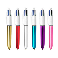 Penna sfera scatto multifunzione 4 Colours Shine - punta 1,0 mm - fusto colori assortiti - Bic - scatola 12 pezzi